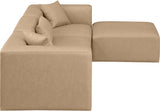 Cube Faux Leather Sectional Natural from Meridian - Luna Furniture