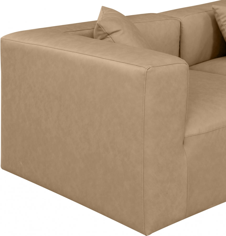 Cube Faux Leather Sectional Natural from Meridian - Luna Furniture