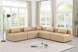 Cube Faux Leather Sectional Natural from Meridian - Luna Furniture