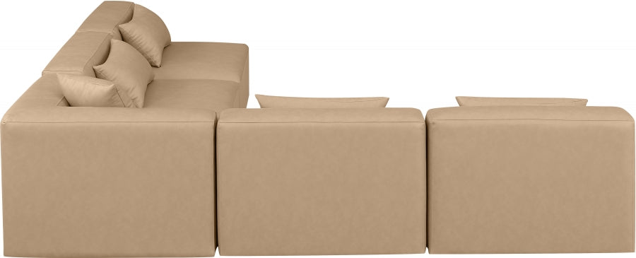 Cube Faux Leather Sectional Natural from Meridian - Luna Furniture