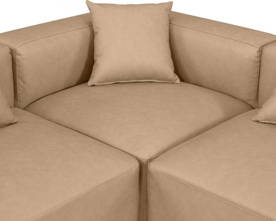 Cube Faux Leather Sectional Natural from Meridian - Luna Furniture