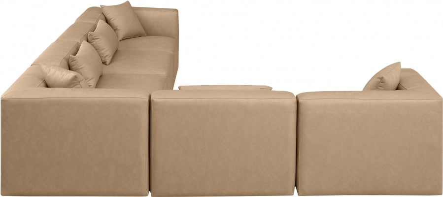 Cube Faux Leather Sectional Natural from Meridian - Luna Furniture