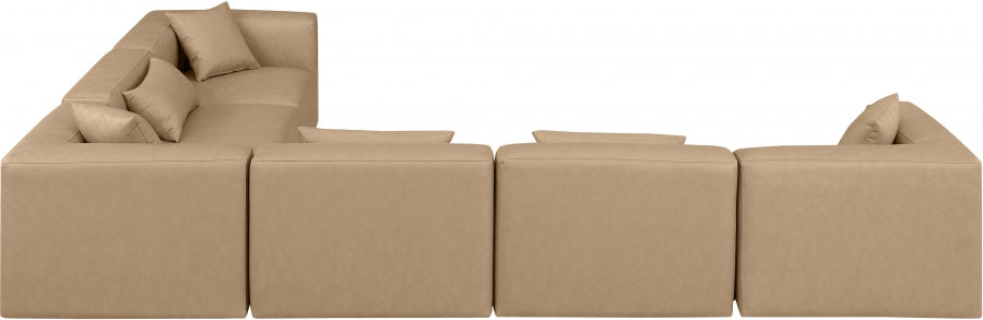 Cube Faux Leather Sectional Natural from Meridian - Luna Furniture