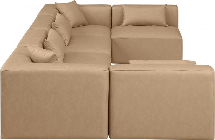 Cube Faux Leather Sectional Natural from Meridian - Luna Furniture