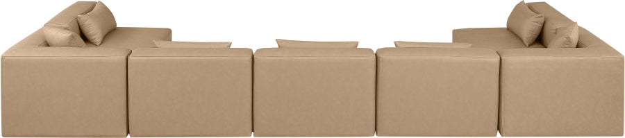 Cube Faux Leather Sectional Natural from Meridian - Luna Furniture