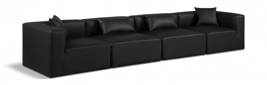 Cube Faux Leather Sofa Black from Meridian - Luna Furniture