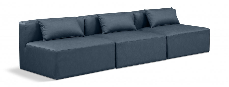 Cube Faux Leather Sofa Blue from Meridian - Luna Furniture