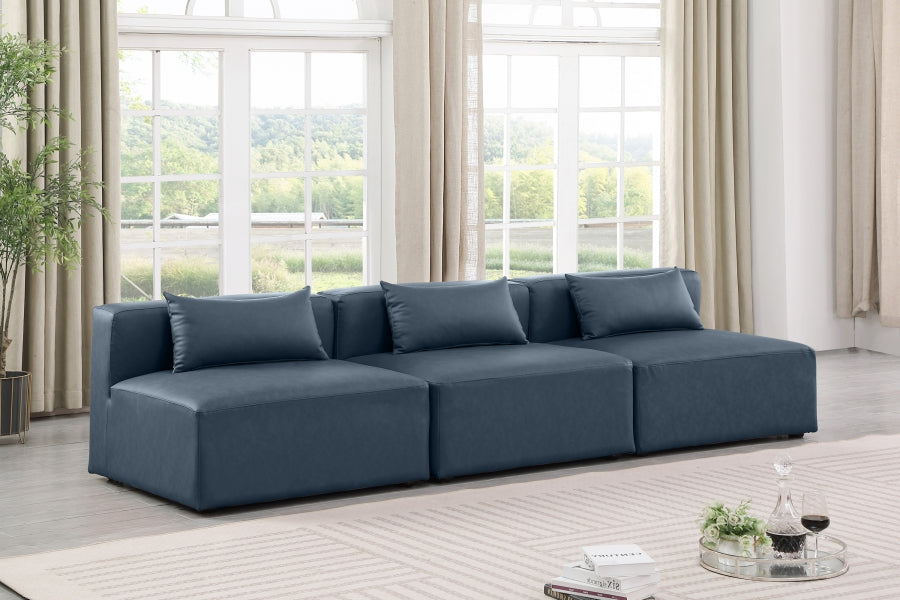 Cube Faux Leather Sofa Blue from Meridian - Luna Furniture