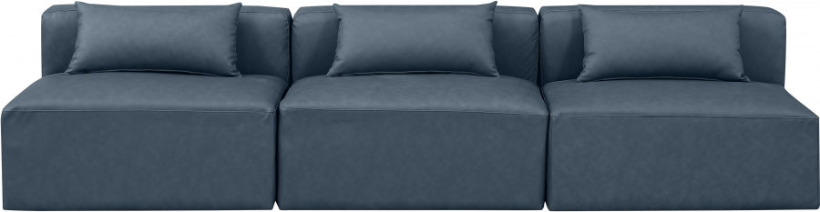 Cube Faux Leather Sofa Blue from Meridian - Luna Furniture