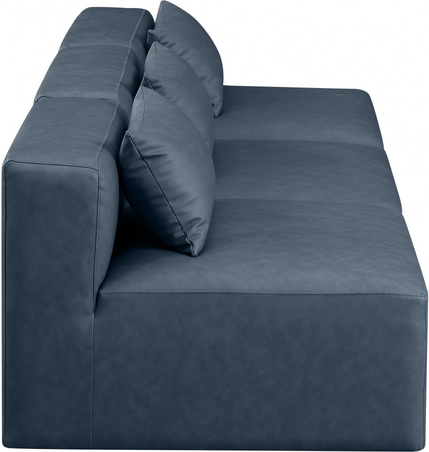 Cube Faux Leather Sofa Blue from Meridian - Luna Furniture