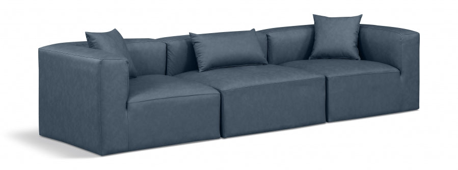 Cube Faux Leather Sofa Blue from Meridian - Luna Furniture