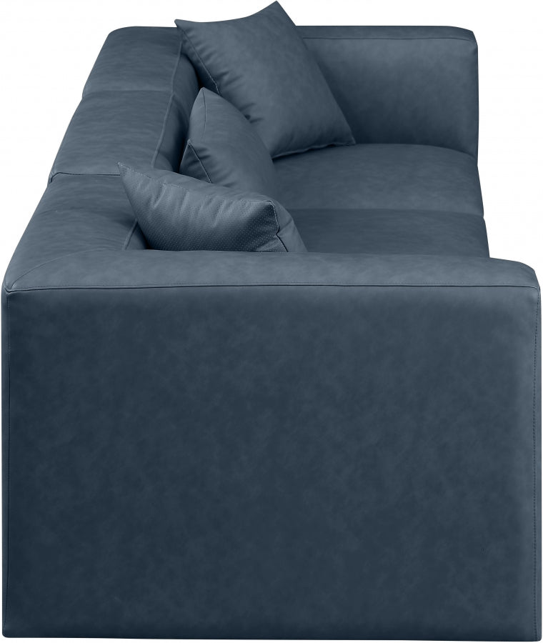 Cube Faux Leather Sofa Blue from Meridian - Luna Furniture