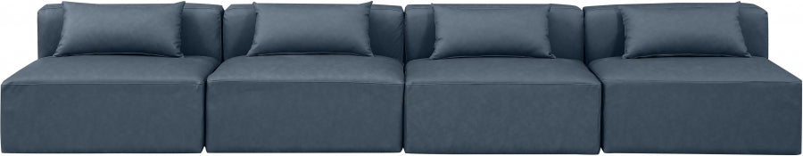 Cube Faux Leather Sofa Blue from Meridian - Luna Furniture