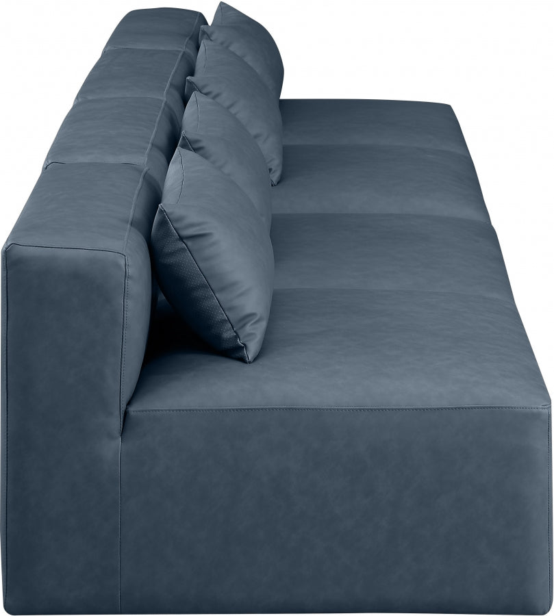 Cube Faux Leather Sofa Blue from Meridian - Luna Furniture