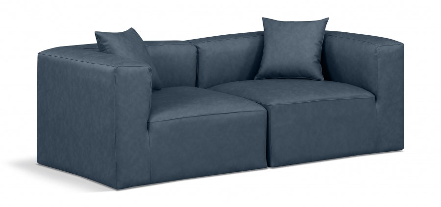 Cube Faux Leather Sofa Blue from Meridian - Luna Furniture