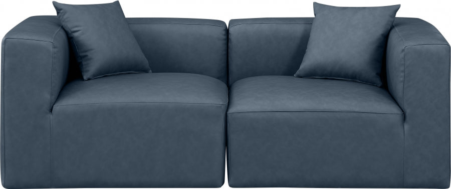 Cube Faux Leather Sofa Blue from Meridian - Luna Furniture