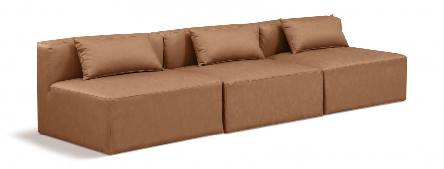 Cube Faux Leather Sofa Brown from Meridian - Luna Furniture