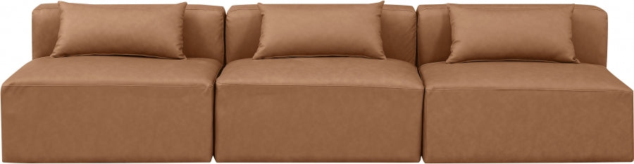 Cube Faux Leather Sofa Brown from Meridian - Luna Furniture