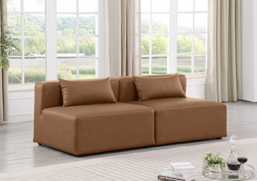 Cube Faux Leather Sofa Brown from Meridian - Luna Furniture