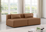 Cube Faux Leather Sofa Brown from Meridian - Luna Furniture