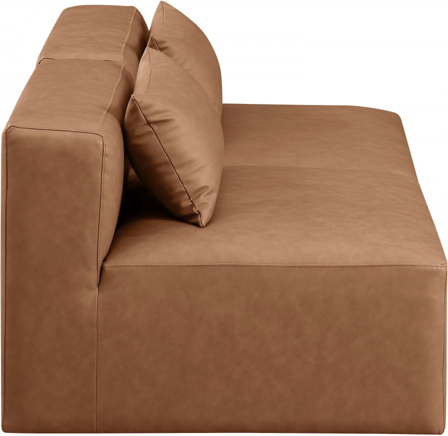 Cube Faux Leather Sofa Brown from Meridian - Luna Furniture