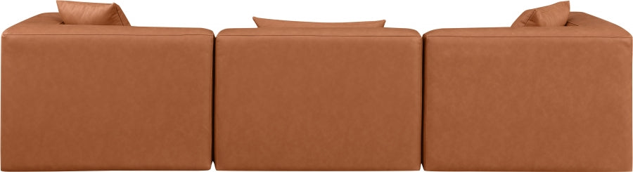 Cube Faux Leather Sofa Cognac from Meridian - Luna Furniture