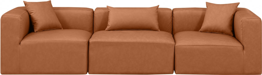 Cube Faux Leather Sofa Cognac from Meridian - Luna Furniture