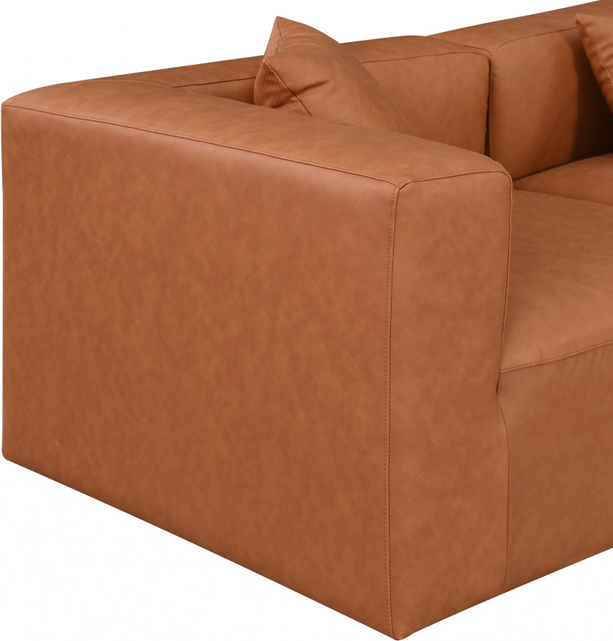 Cube Faux Leather Sofa Cognac from Meridian - Luna Furniture