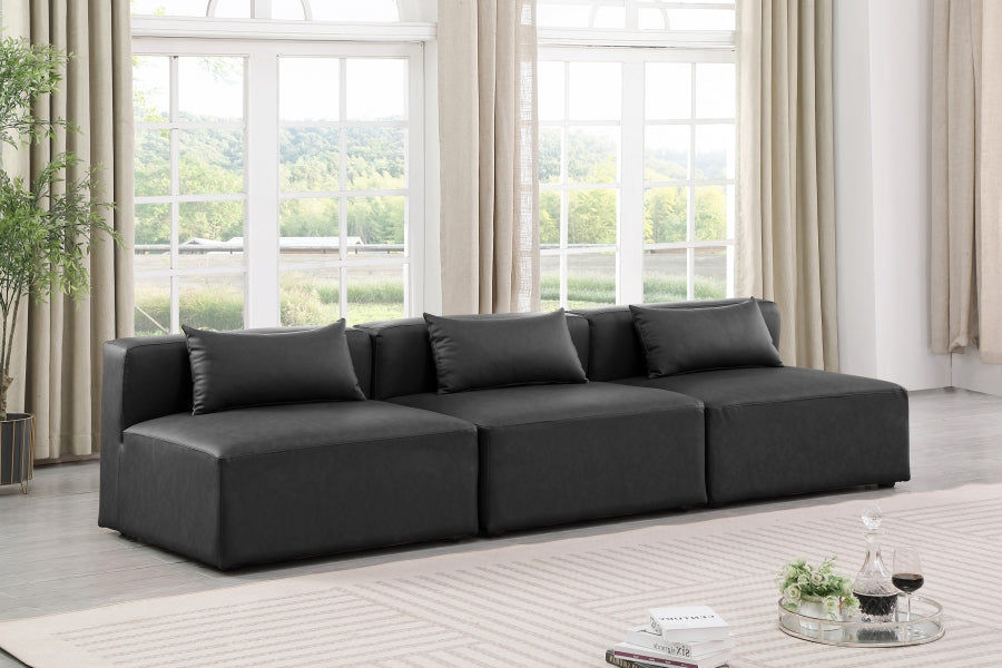 Cube Faux Leather Sofa Grey from Meridian - Luna Furniture