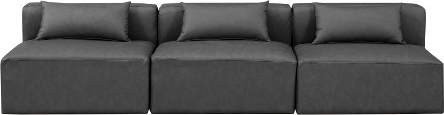 Cube Faux Leather Sofa Grey from Meridian - Luna Furniture