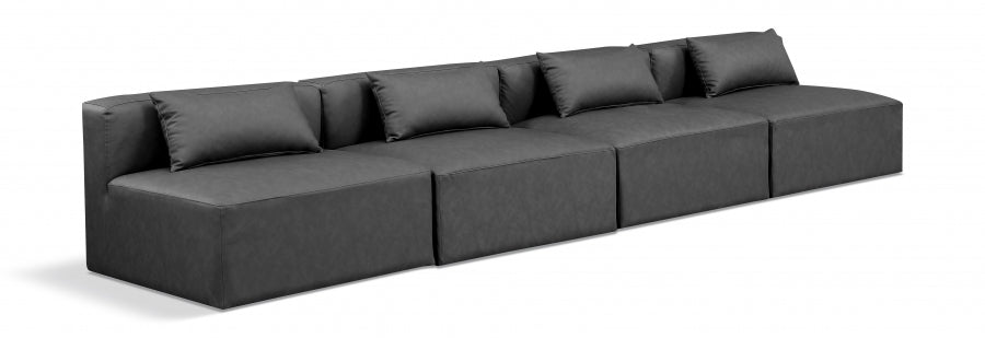 Cube Faux Leather Sofa Grey from Meridian - Luna Furniture