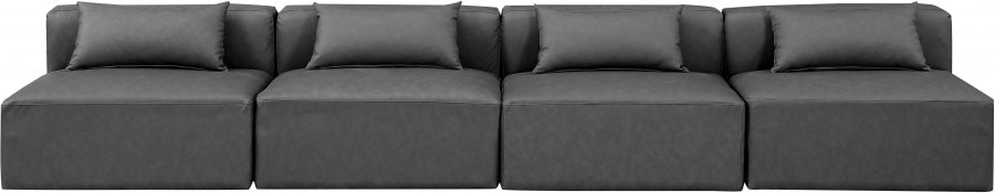 Cube Faux Leather Sofa Grey from Meridian - Luna Furniture