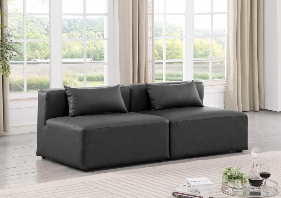 Cube Faux Leather Sofa Grey from Meridian - Luna Furniture