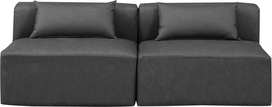 Cube Faux Leather Sofa Grey from Meridian - Luna Furniture