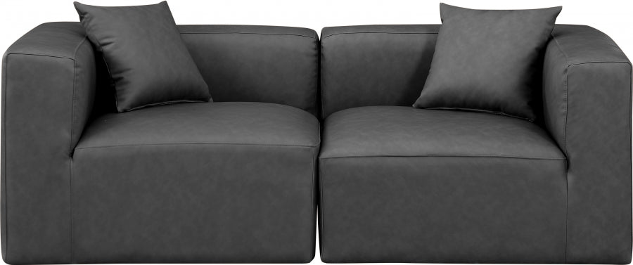 Cube Faux Leather Sofa Grey from Meridian - Luna Furniture