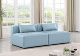 Cube Faux Leather Sofa Light Blue from Meridian - Luna Furniture