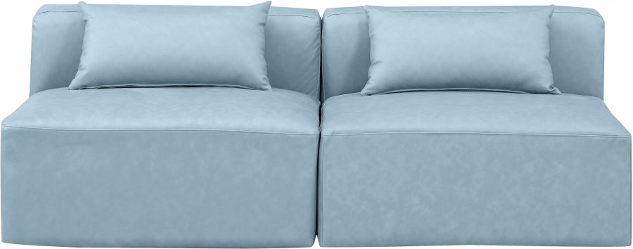 Cube Faux Leather Sofa Light Blue from Meridian - Luna Furniture