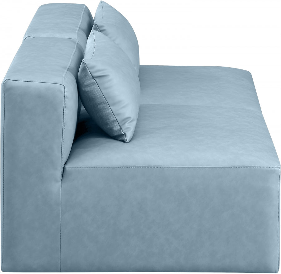 Cube Faux Leather Sofa Light Blue from Meridian - Luna Furniture