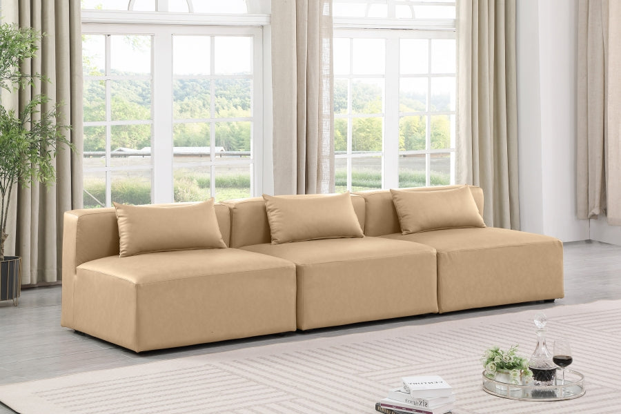 Cube Faux Leather Sofa Natural from Meridian - Luna Furniture