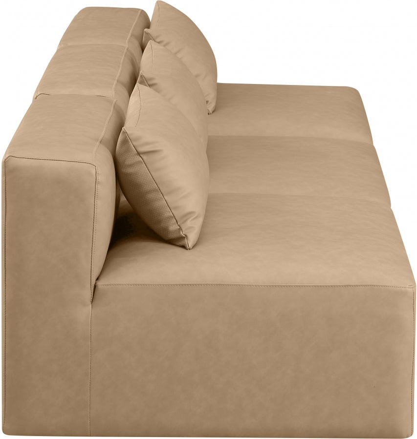 Cube Faux Leather Sofa Natural from Meridian - Luna Furniture