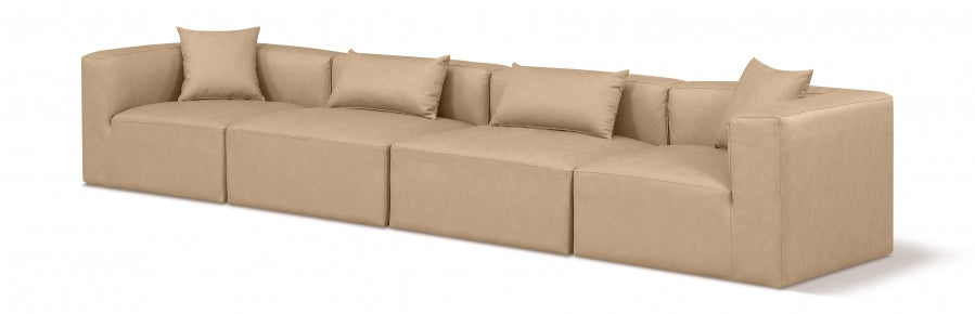 Cube Faux Leather Sofa Natural from Meridian - Luna Furniture