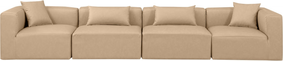 Cube Faux Leather Sofa Natural from Meridian - Luna Furniture