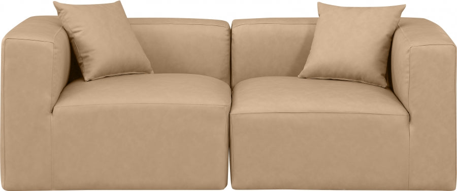 Cube Faux Leather Sofa Natural from Meridian - Luna Furniture