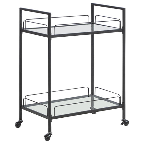 Curltis Clear/Black Serving Cart with Glass Shelves from Coaster - Luna Furniture