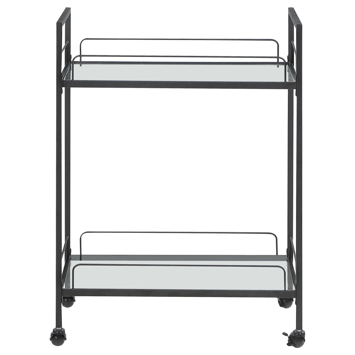 Curltis Clear/Black Serving Cart with Glass Shelves from Coaster - Luna Furniture