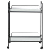 Curltis Clear/Black Serving Cart with Glass Shelves from Coaster - Luna Furniture