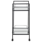 Curltis Clear/Black Serving Cart with Glass Shelves from Coaster - Luna Furniture