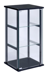 Cyclamen Black/Clear 3-Shelf Glass Curio Cabinet from Coaster - Luna Furniture