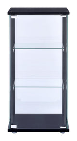 Cyclamen Black/Clear 3-Shelf Glass Curio Cabinet from Coaster - Luna Furniture