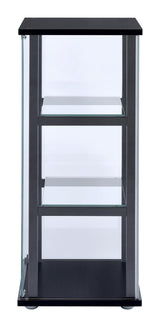 Cyclamen Black/Clear 3-Shelf Glass Curio Cabinet from Coaster - Luna Furniture